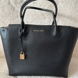 Michael Kors Mercer Large Leather Satchel Black New